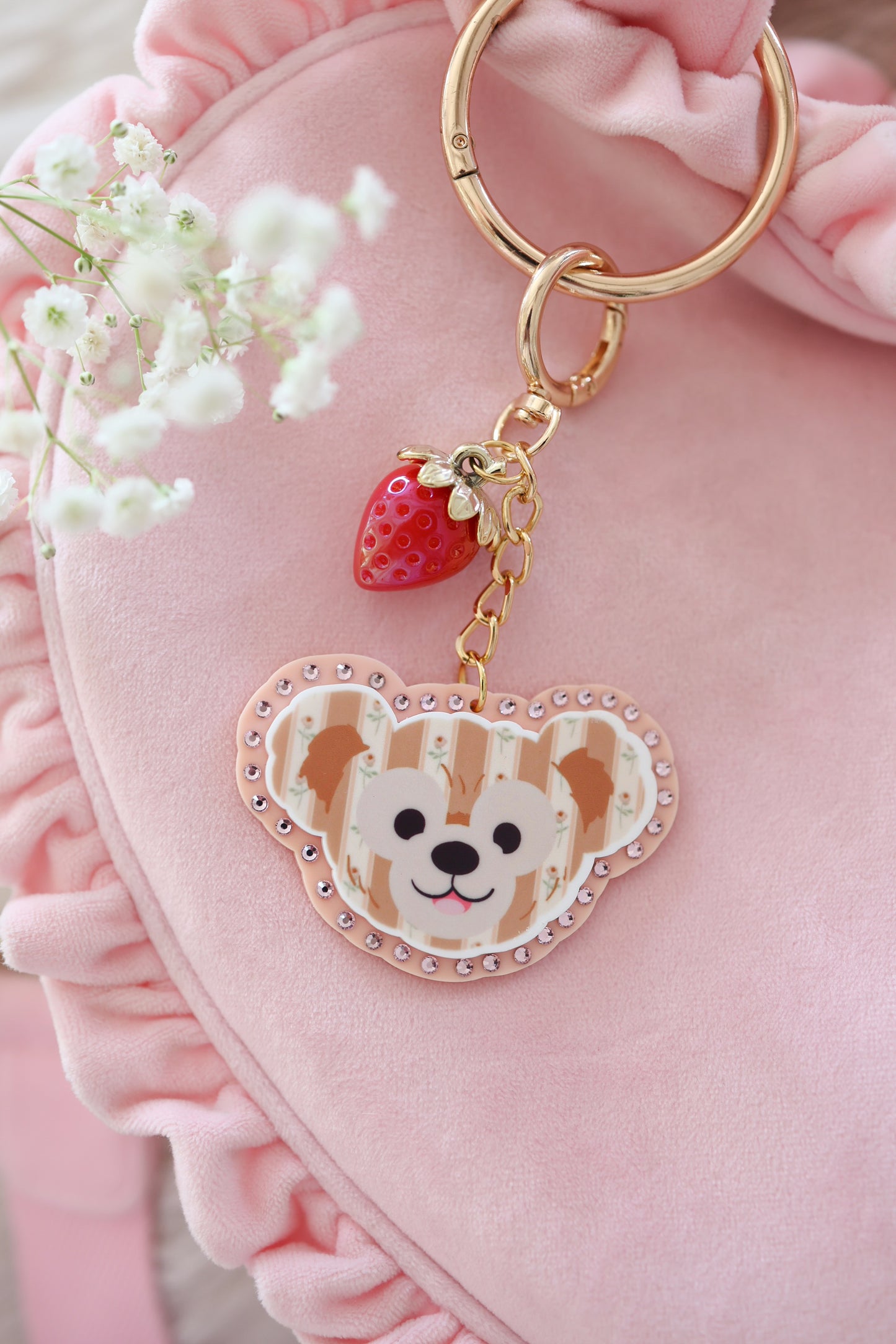 Red strawberry bear bag charm