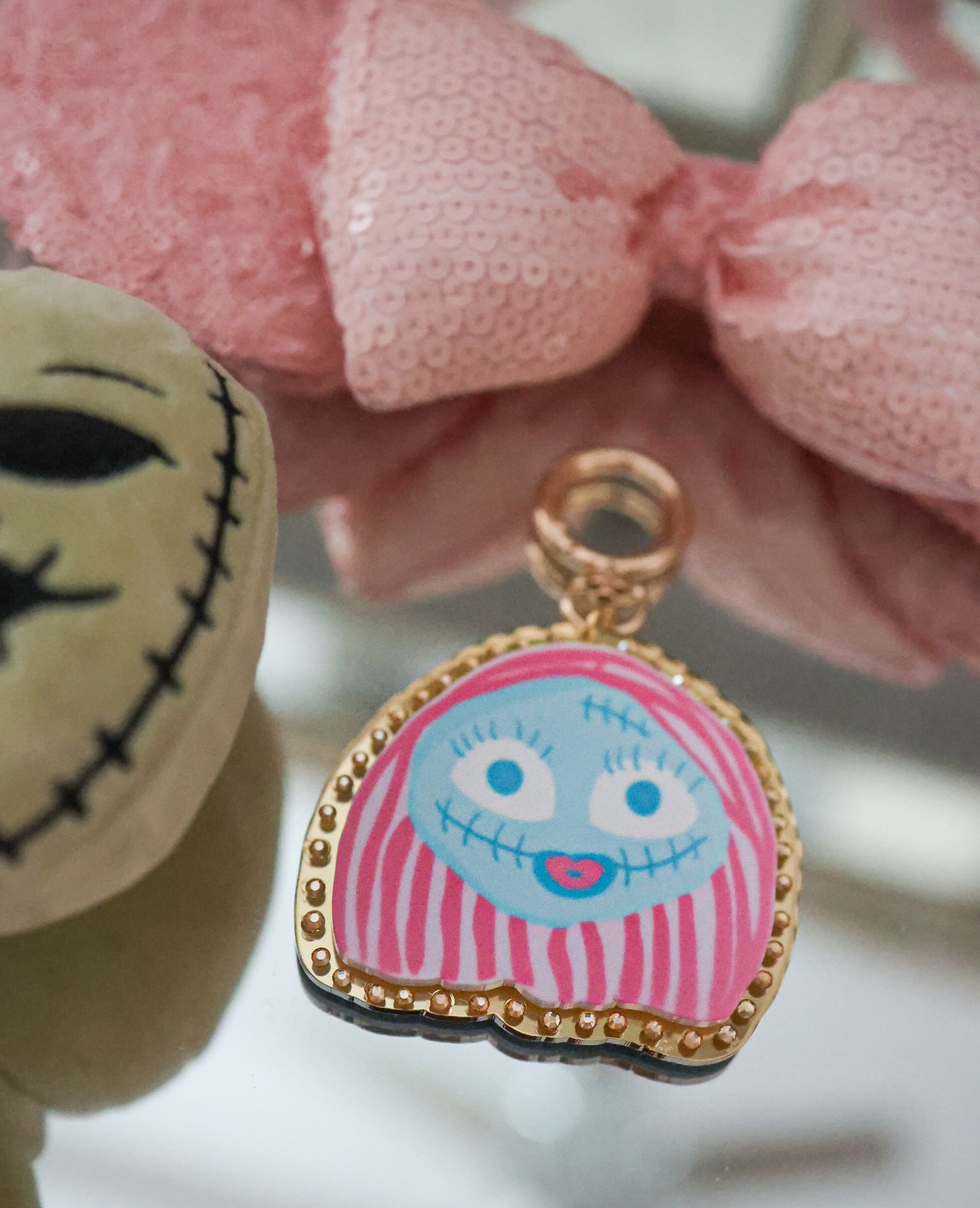 Pink Halloween doll bag charm
