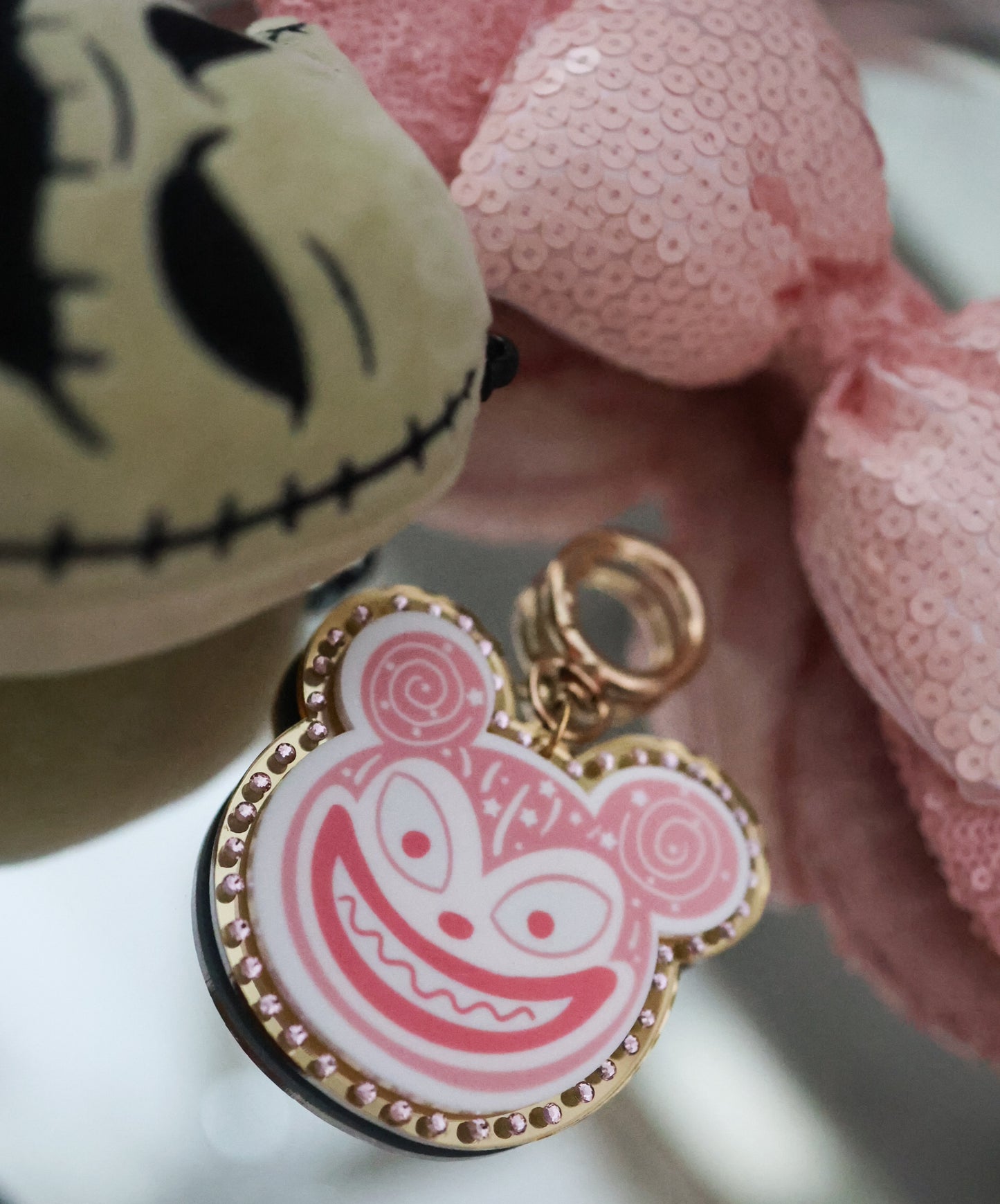 Pink vampire bear bag charm