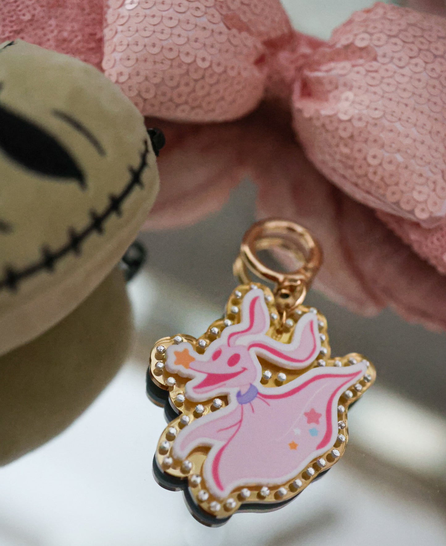 Pink star puppy bag charm