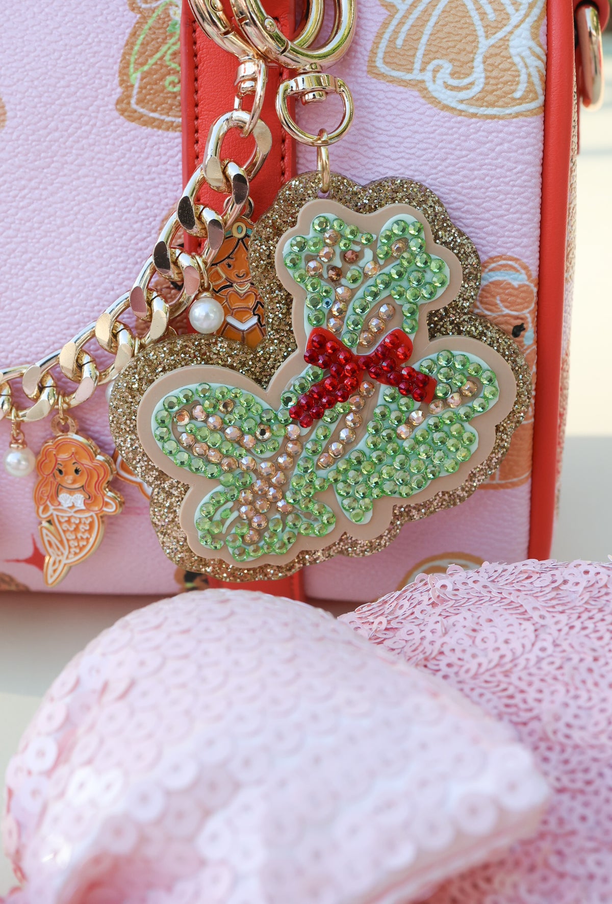 Royal Xmas frog rhinestone bag charm