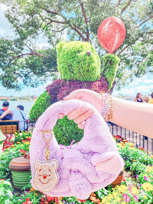 Silly bear floral bag charm