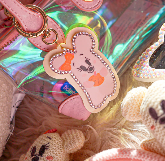 Pink pumpkin ghost bag charm