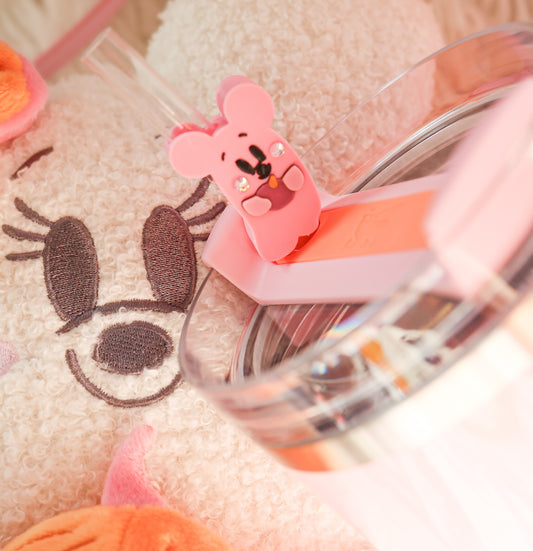 Mr pink pumpkin ghost straw charm