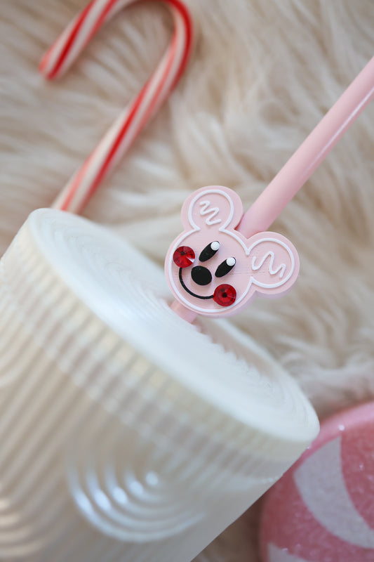 Mr pink gingerbread straw charm