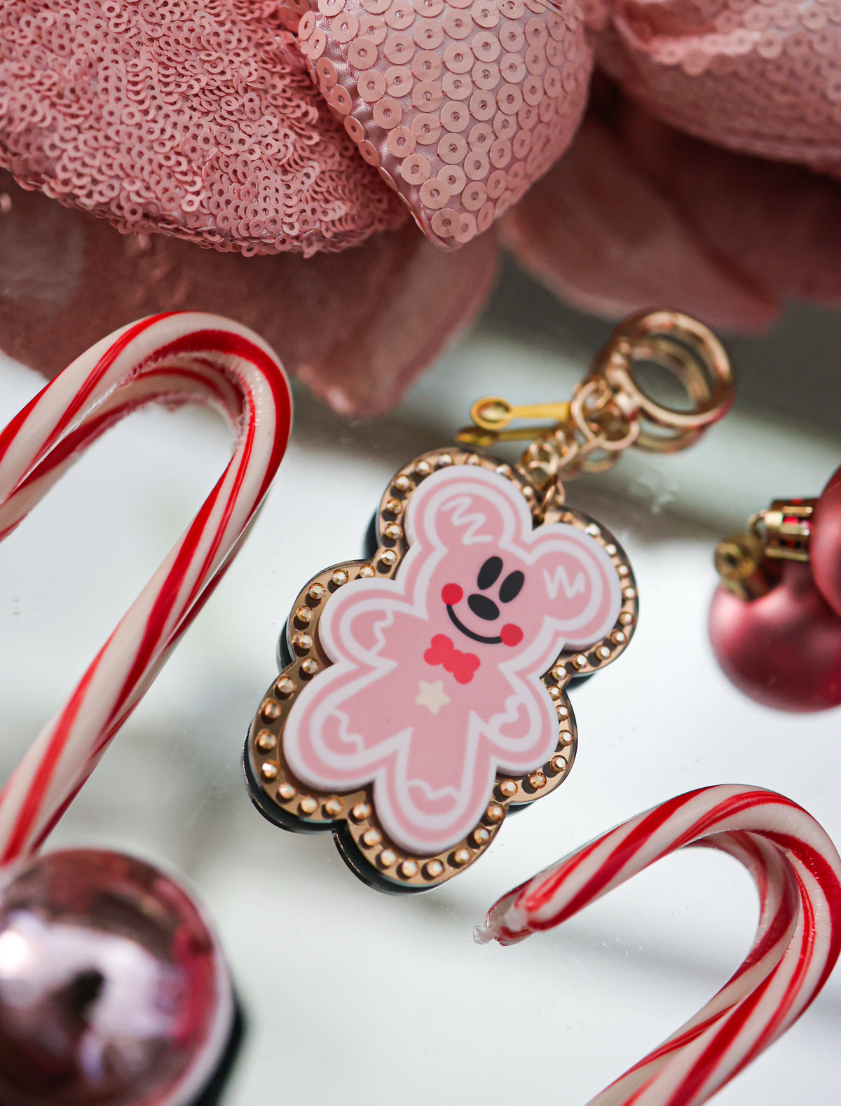 Mr pink gingerbread bag charm