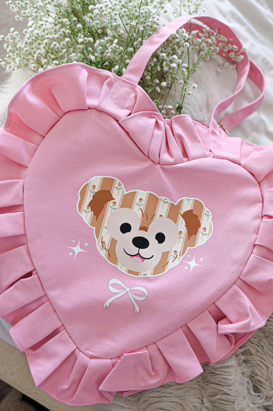 Jumbo spring bear ruffled tote