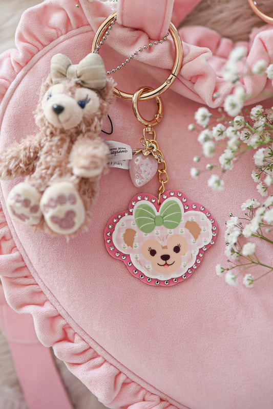 Pink strawberry bear bag charm