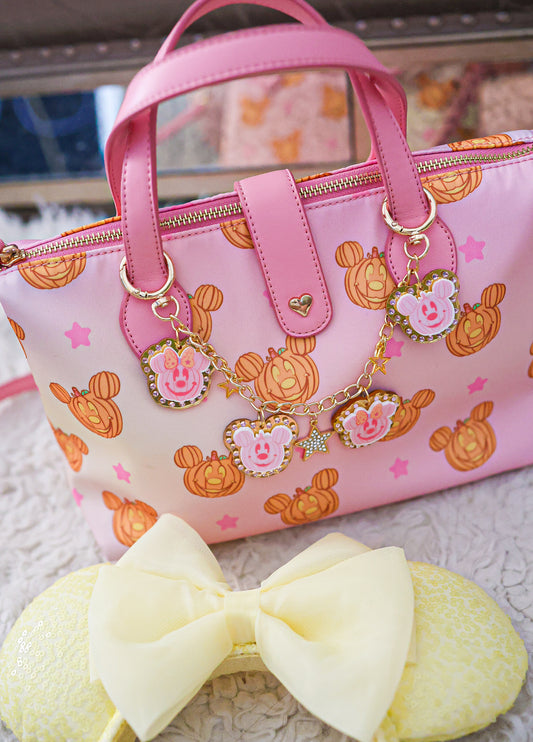 Pink pumpkin bag chain