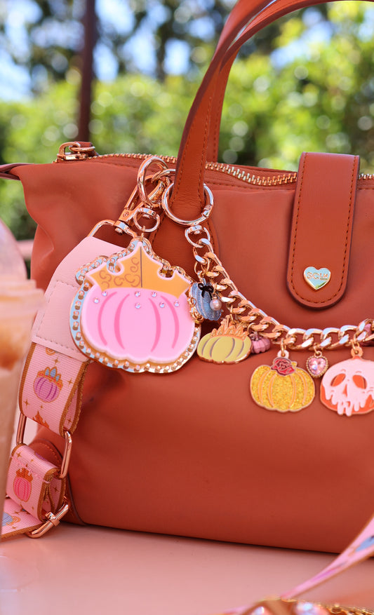 Pretty pink pumpkin bag charm