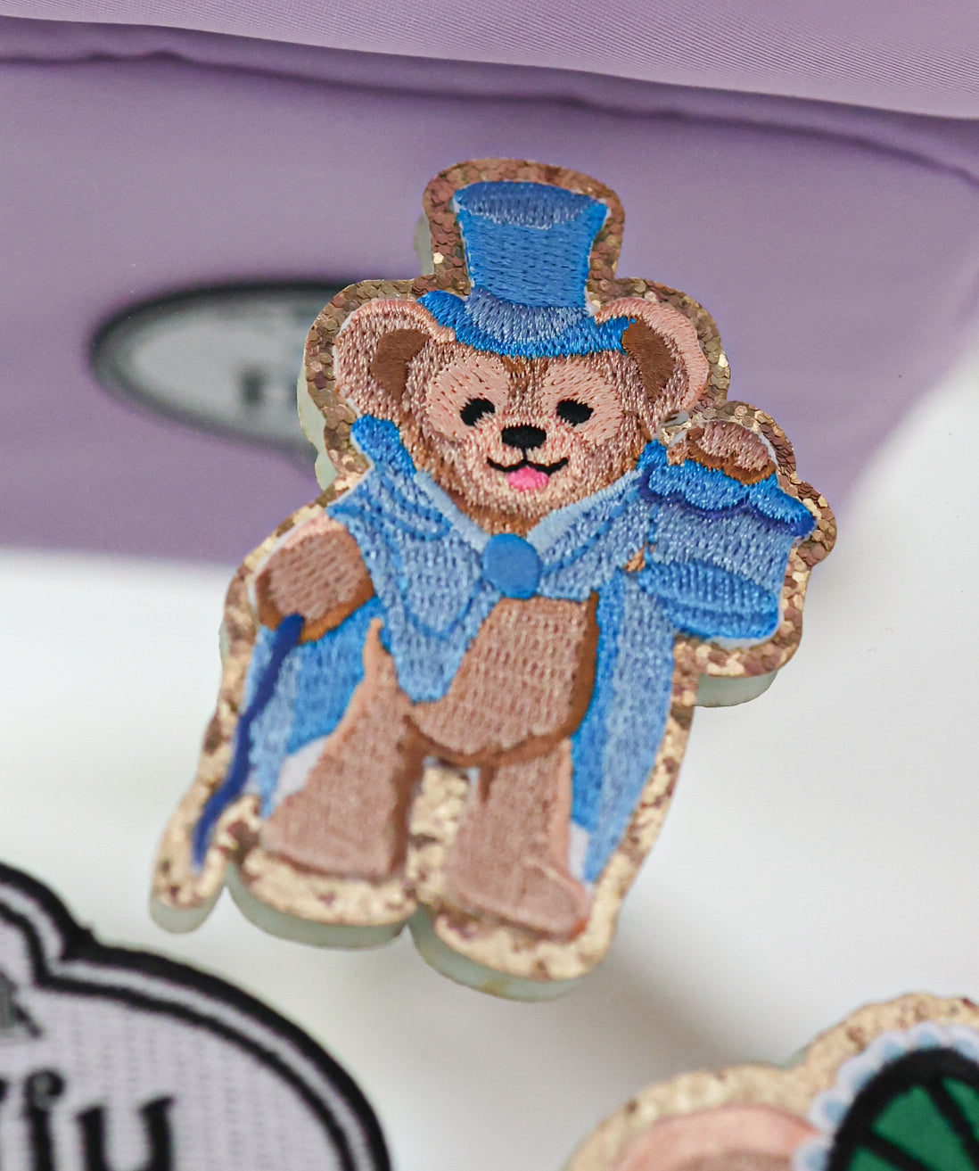 Spooky house bear host iron on patch