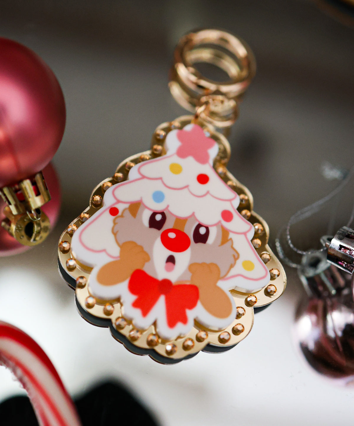 Chipmunk in a tree bag charm
