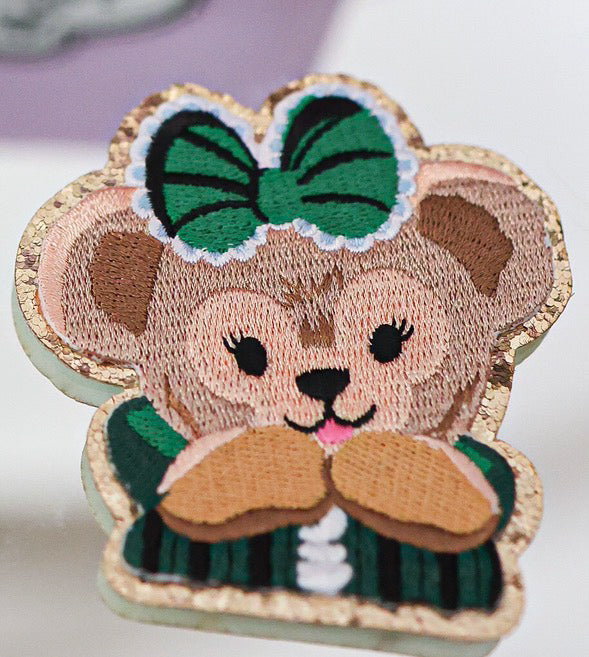 Miss haunted bear iron on patch