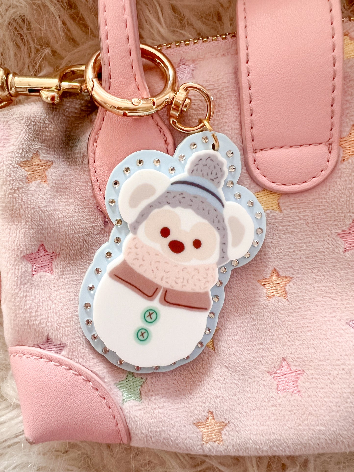 Mr teddy bear snowman bag charm