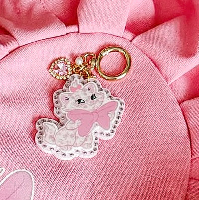 Floral kitty bag charm